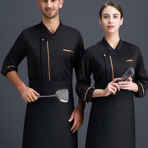 Unisex Chef Coat Long Sleeve Chef Jacket Hotel Catering Cooking Work Uniform Western Restaurants Bake Shop Kitchen Clothes