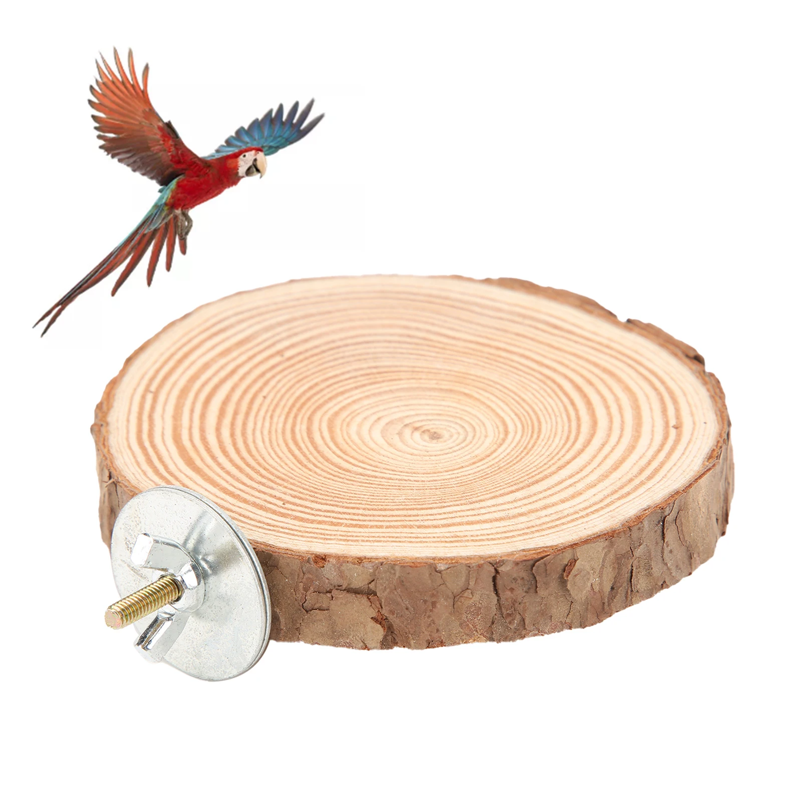 Birds Round Perch  Natural Wooden Stand for Cage Birds Parrots Biting Standing Round Natural Wood Stand for Bird