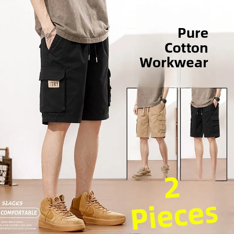

Summer Thin Denim ort Pants Men's Casual Loose Straight Leg Workwear Trendy Brand Five-Point Middle Pants Youth Leisure