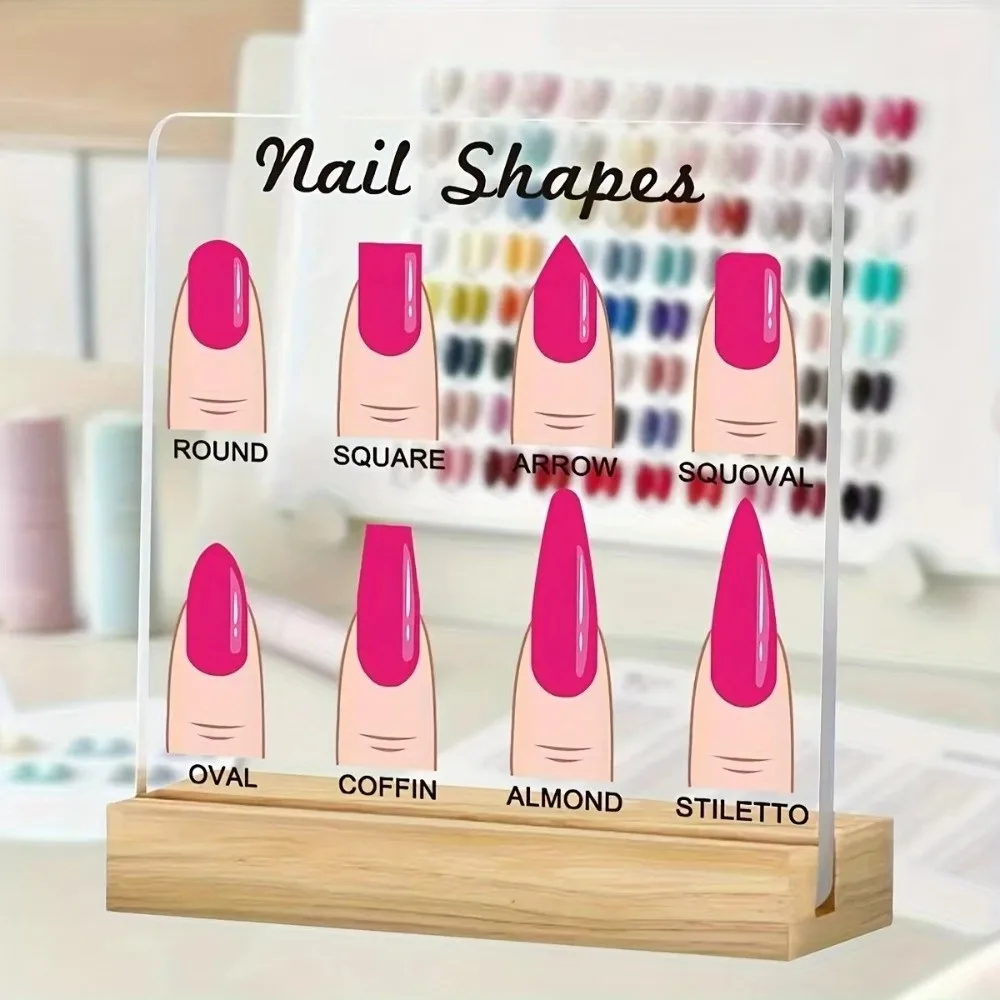 Acrylic Nail Shapes Display Board Transparent 6 Shapes False Nail Display Board Desktop Display Square Nail Studio Decoration