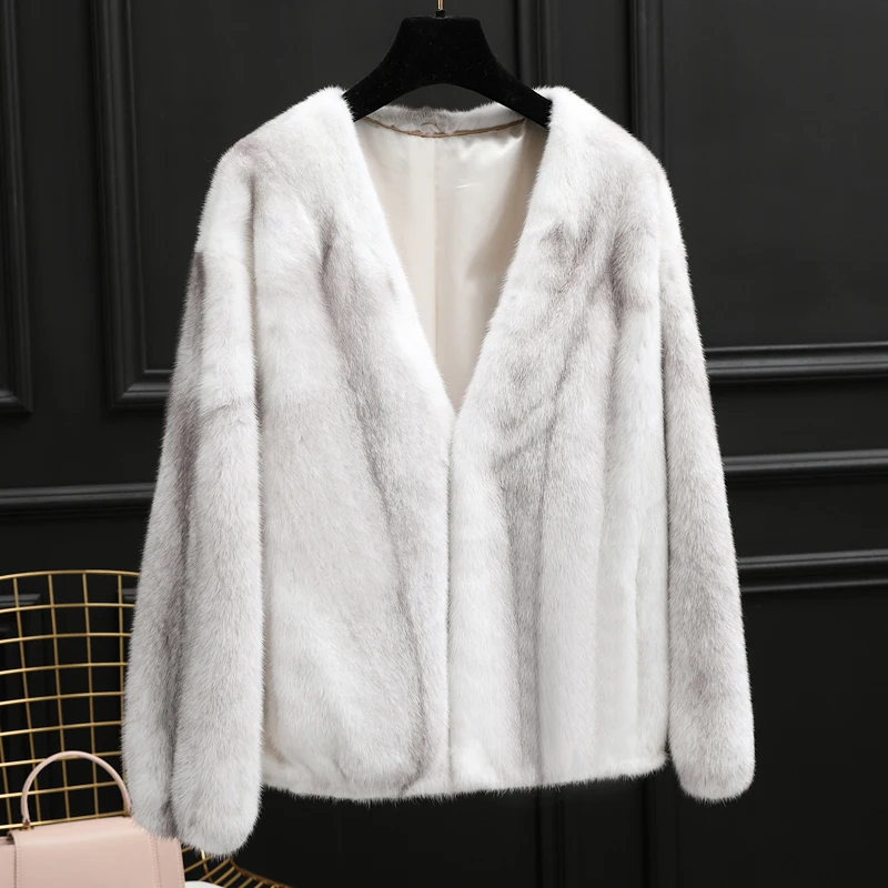 

mink fur coat overall Cross fur coat short 2023 women's clothing outerwear jacket coats winter coat new V-neck models