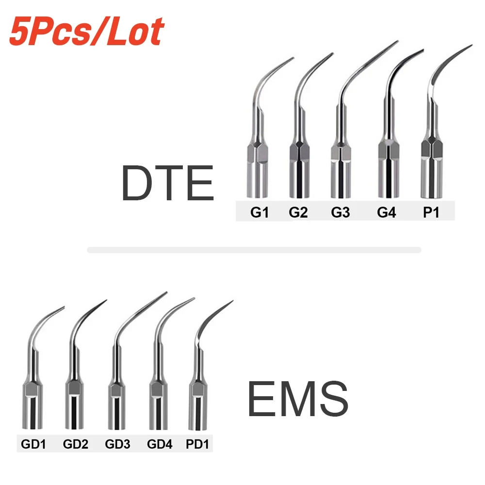 5pcs/Lot Dental Ultrasonic Scaler Scaling Tip for EMS/Woodpecker/DTE/SATELEC Handpiece Dentistry Scaler Tips For Teeth Cleaning