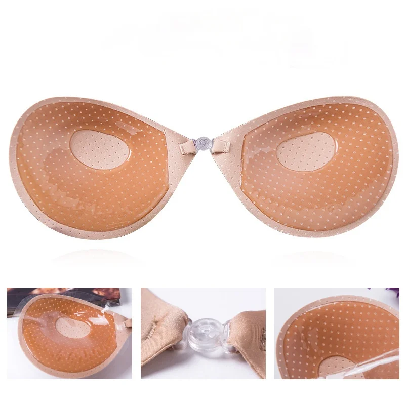 Strapless Silicone Invisible Bra Women Stealth Self Adhesive Sticky Bras Lady Nipple Cover Push Up Breast Chest Paste Stickers