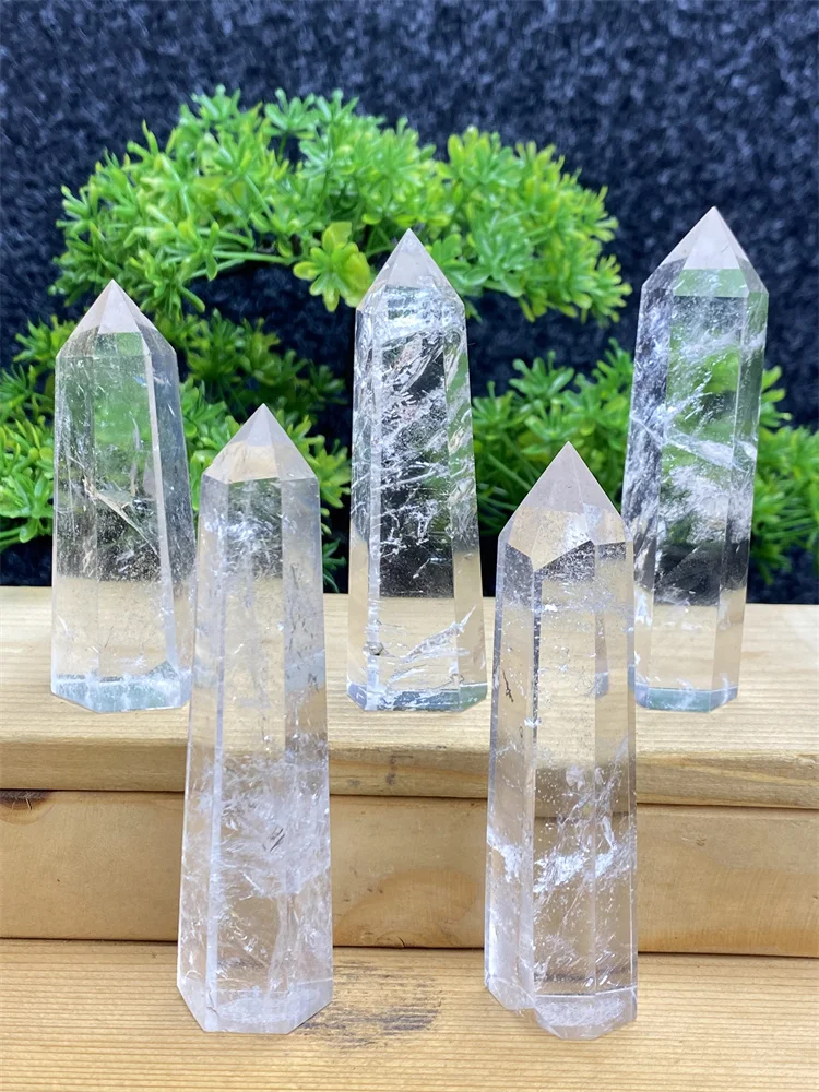 

Natural Gemstone White Crystal Clear Crystal Quartz Obelisk Tower Reiki Healing Crystal Wand Healing Stone Peace Home Decor