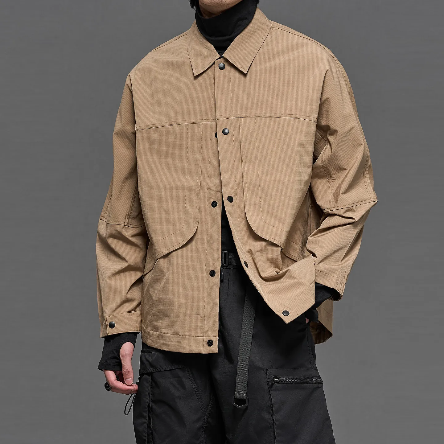 High Quality Cut Japanese-Style Retro Boys Spring and Autumn Workwear Lapel Multi-Pocket Loose Shirt Jacket Casual Coat