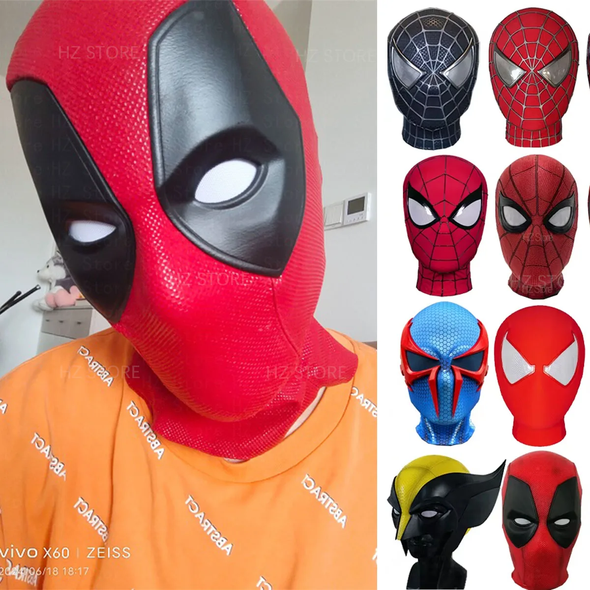 

mar-vel 1:1 3D Toby Spiderman Deadpool & Wolverine Mask with Magnetic Lenses Miles Morales PS4 TAMS Mask Halloween Cos Helmet