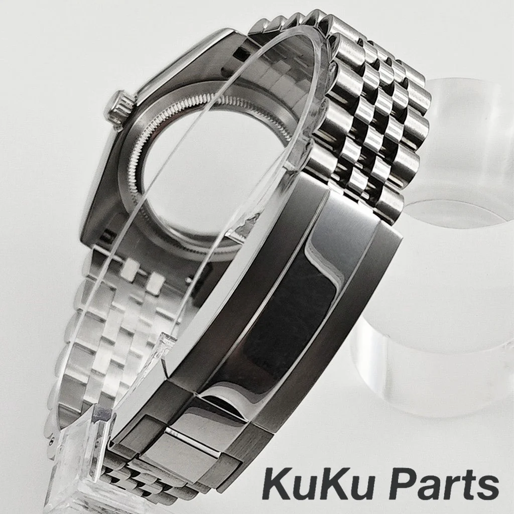 36mm/40mm caixa de relógio cristal safira para nh34 nh35 nh36 nh38 nh39 nh70 nh72 pt5000 eta2824 movimento bloqueio deslizante pulseira relógio