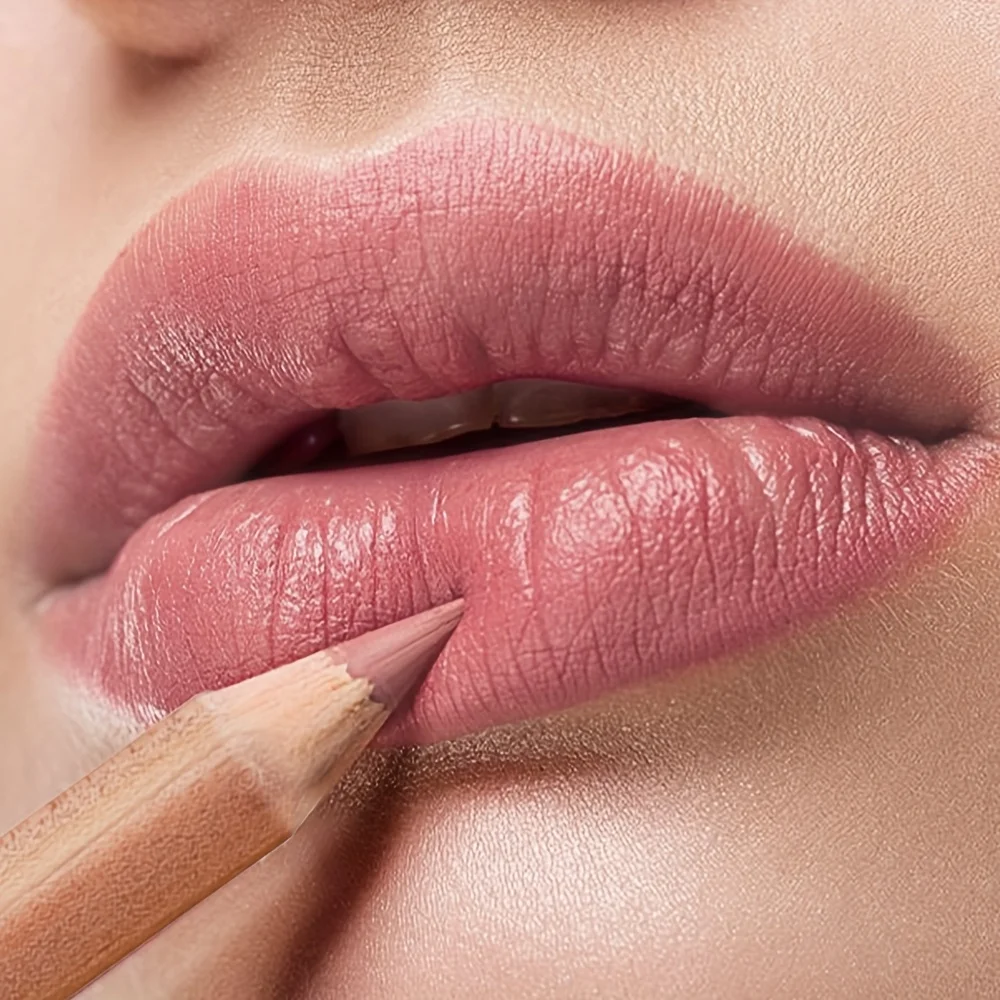 Set di 6 matite per labbra in legno ultra fine da 6 pezzi/set - Vellutate, setose, impermeabili, opache, a lunga durata, 18 colori naturali per labbra.