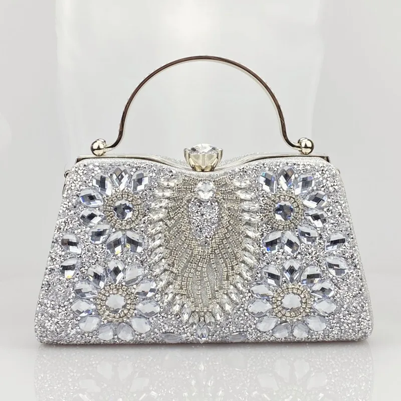 Imagem -04 - Grande Bolsa de Noite Strass para Mulheres Embreagens de Metal Bolsas de Telefone Bolsa para Festa Casamento Luxo Feminino