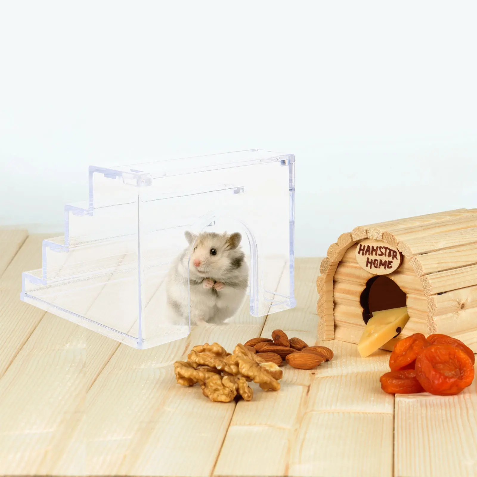 Acrylic Hamster Ladder for Small Pets Anti-Slip Climbing Platform with Hideout Design Hamster Cage Landscaping Ladder - view 2