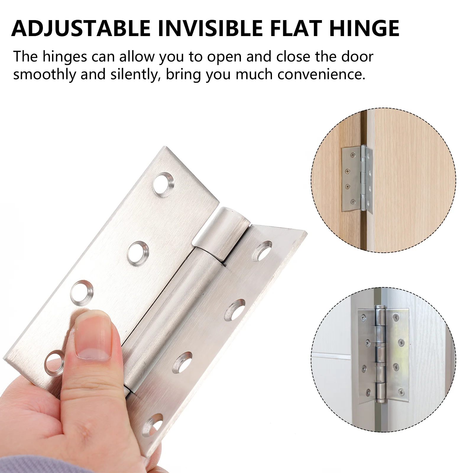 2 Pcs Spring Hinge Cabinet Stainless Steel Hinges Furniture Auto Close Door Self-Closing Two-way Invisible