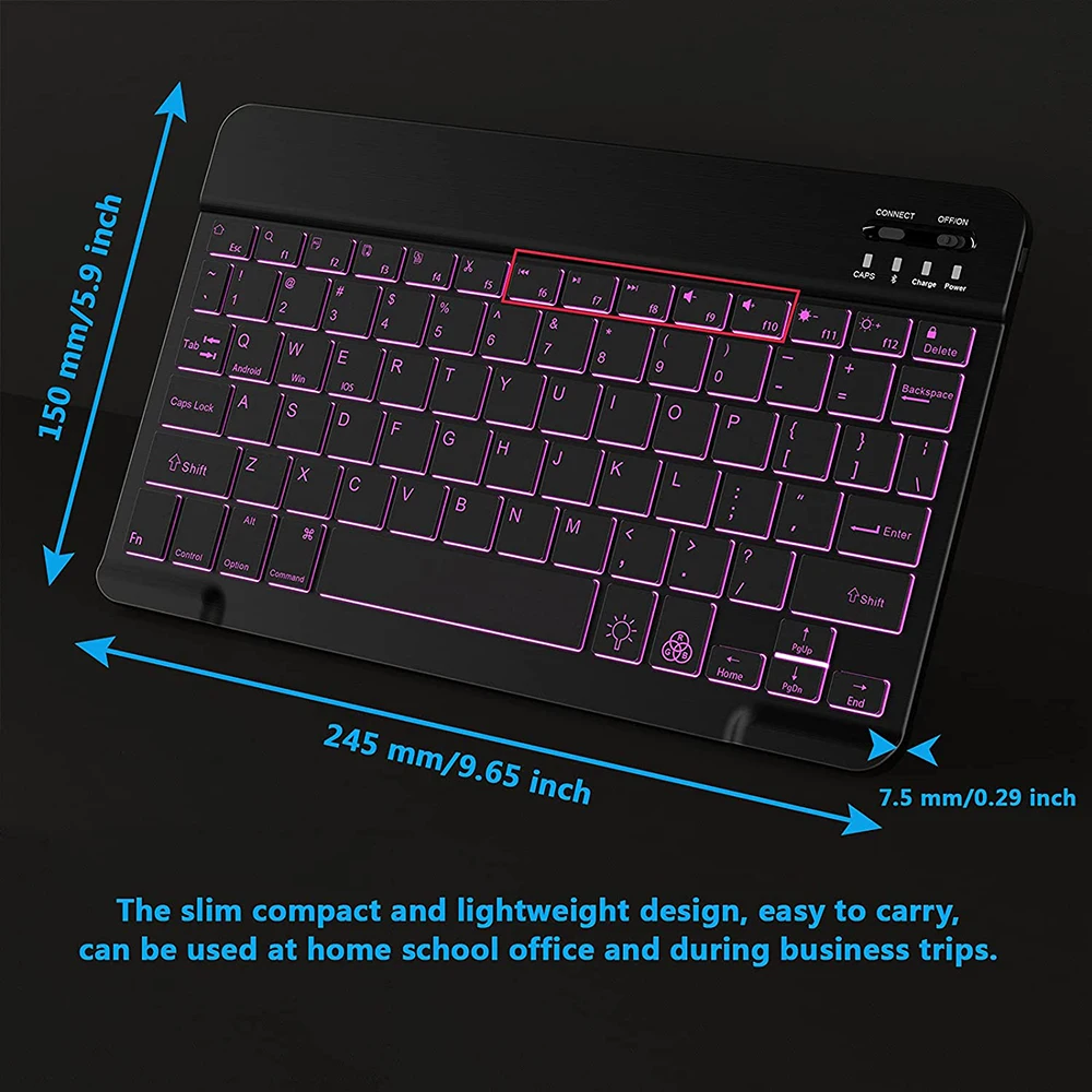 RGB Wireless Keyboard Bluetooth Keyboard Backlit Wireless Bluetooth Keyboards Russian Mini 10 Inch Rechargeable For ipad Tablet