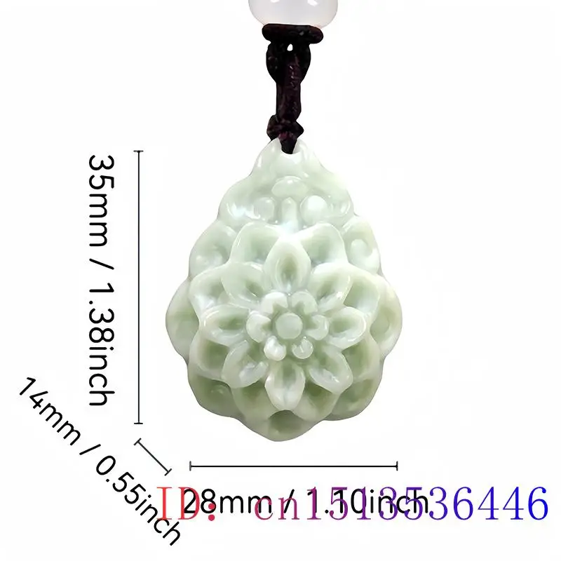 Green Real Natural Jade Flower Pendant Necklace Gifts for Women Men Vintage Chinese Amulet Charm Accessories Talismans Fashion