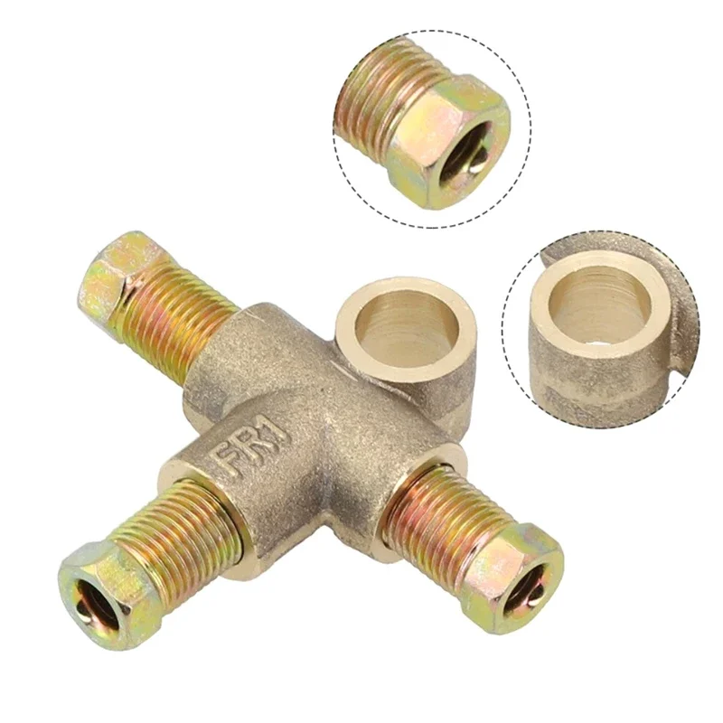 10 ミリメートルブレーキパイプ継手 3 ウェイブレーキ T ピースティー W/3 オスショートナットユニオンメトリック M10 3/16 "パイプブレーキホースアクセサリーパーツ