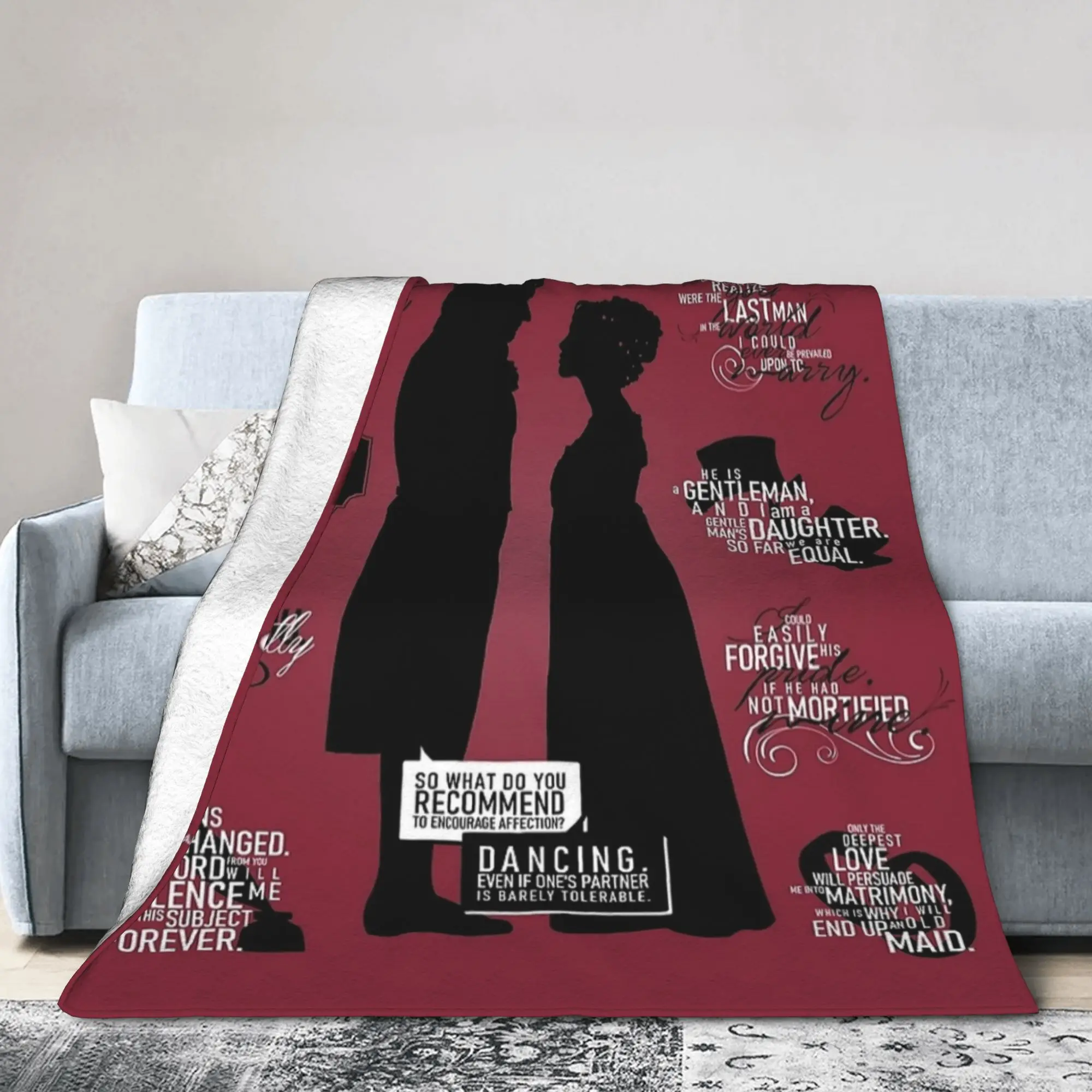 الكبرياء والتحامل ليزي و دارسي يقتبس الصوف رمي البطانيات للسرير بطانية محبوكة السفر سوبر لينة متعددة الوظائف