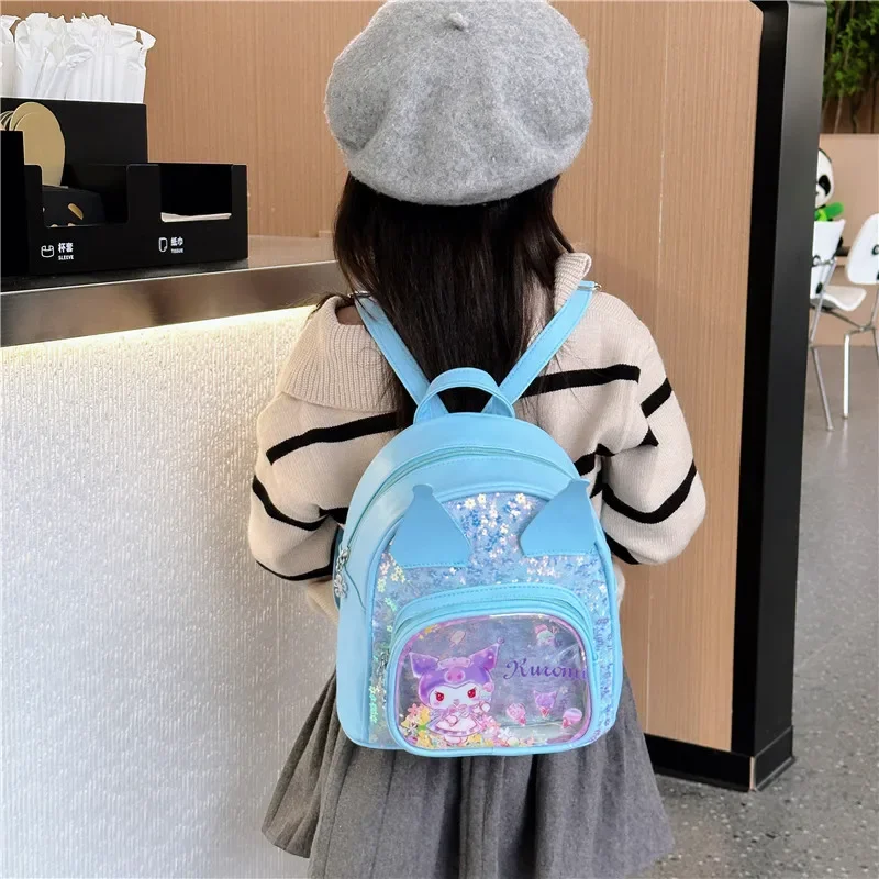 Sanrio Kuromi Bag Girl Fancy Cartoon Backpack Cute Style Printed Shiny Casual Simple Light Kindergarten Sweet Princess Backpack