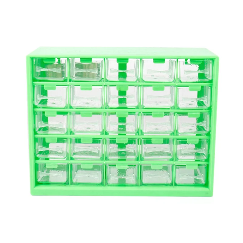 

B68C 25 шт. комбинированный прозрачный ящик для хранения, съемный зеленый ящик для деталей, коробка для сортировки оборудования, прочный, простой в использовании