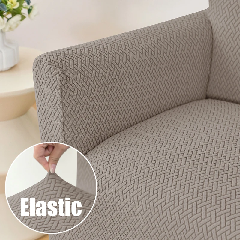 Twill Jacquard Small Sofa Cover Stretch Spandex Club Armchair Slipcovers Elastic Single Couch Covers for Study Bar Living Room