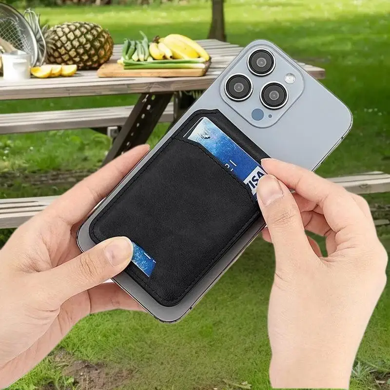 

10. Magnetic Card Wallet for Phone16/15/14/13/12, Leather, with Adjustable Holder Stand.