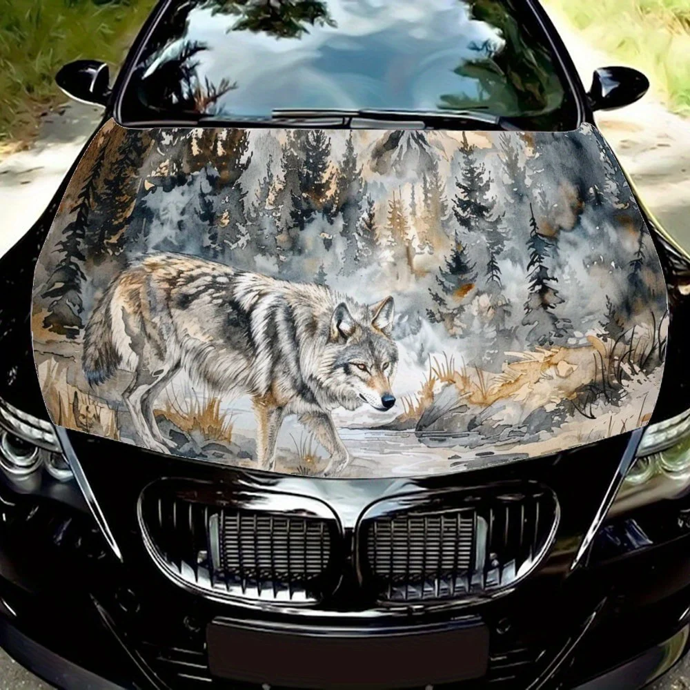 

Wolves in The Foggy Forest Animal Car Hood Wrap Color Vinyl Sticker Truck Graphic Bonnet Auto Accessories Decor Decal Gift