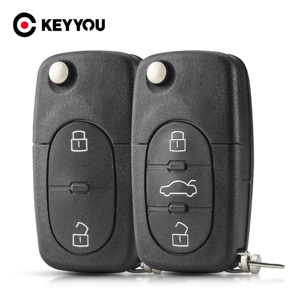 KEYYOU 2/3 Buttons Flip Folding Replacement Remote Car Key Case Shell For VW Volkswagen Golf Polo T5 Passat Skoda Beetle