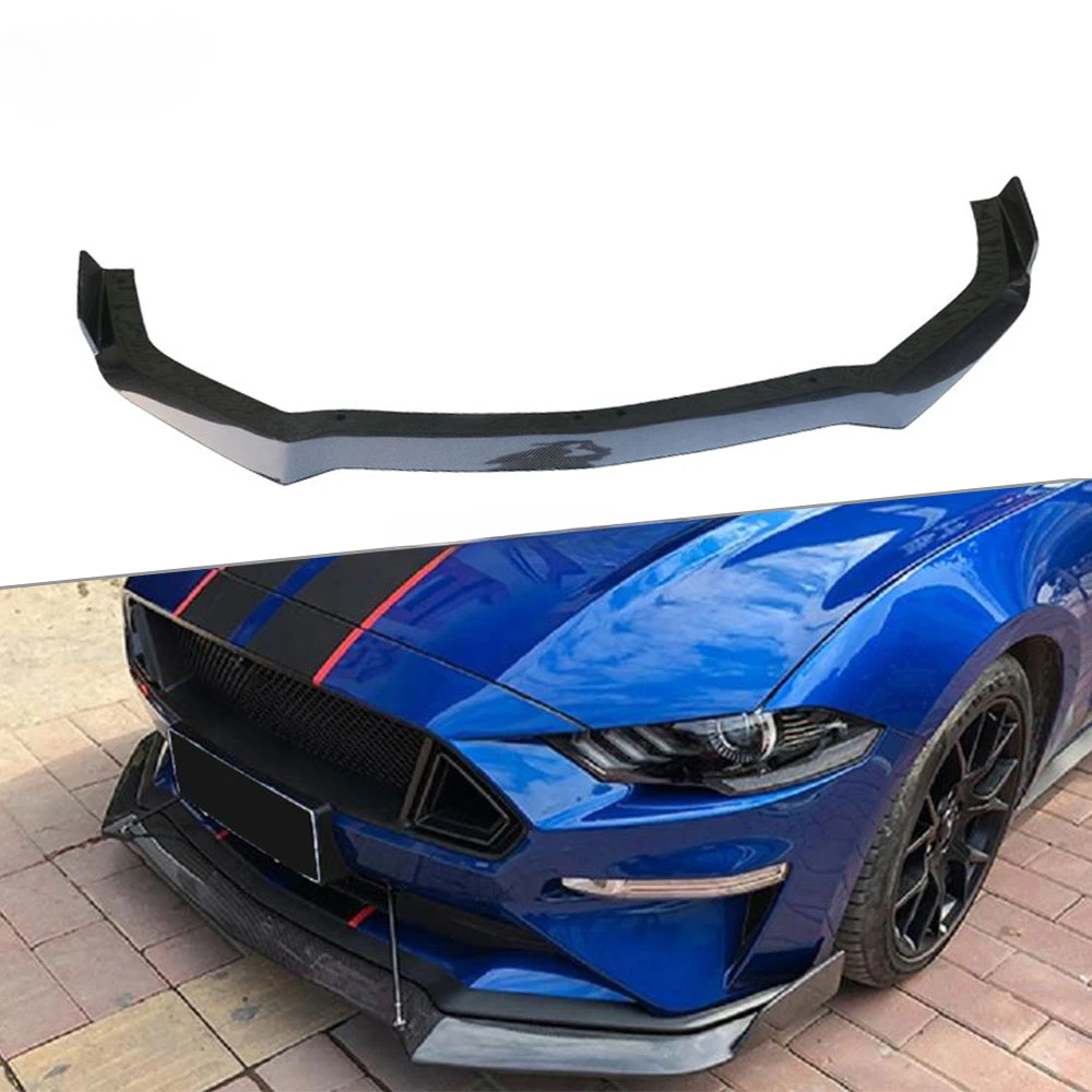 Front Lip Spoiler For Ford Mustang Coupe 2018 2019 2020 Carbon Fiber Head Bumper Chin Shovel Guard Car Styling