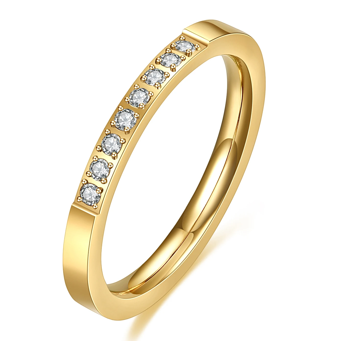Women's Stainless Steel CZ Engagement Ring