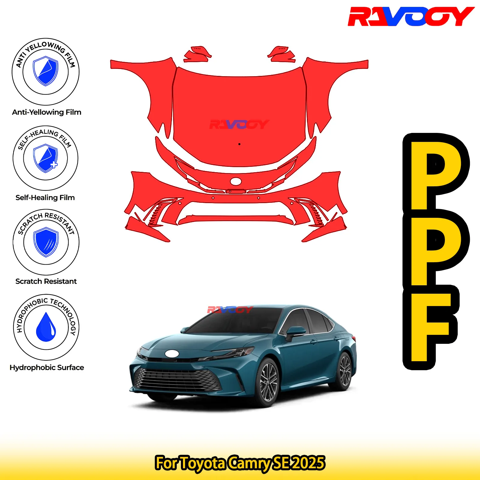 

For Toyota Camry SE 2025 Glossy Matte Black Precut front PPF Kit Paint Protection Film