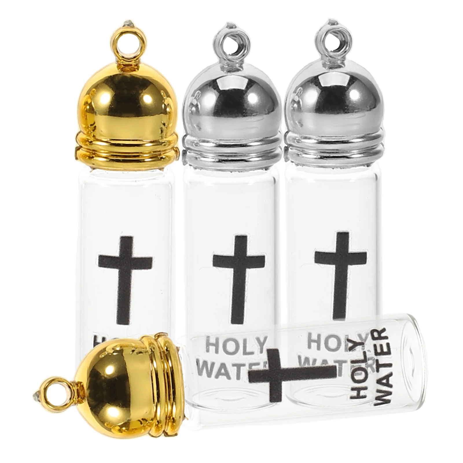 

4Pcs Glass Holy Water Bottles Small Empty Christian Baptism Refillable Religious Ceremony Blessing Storage Set