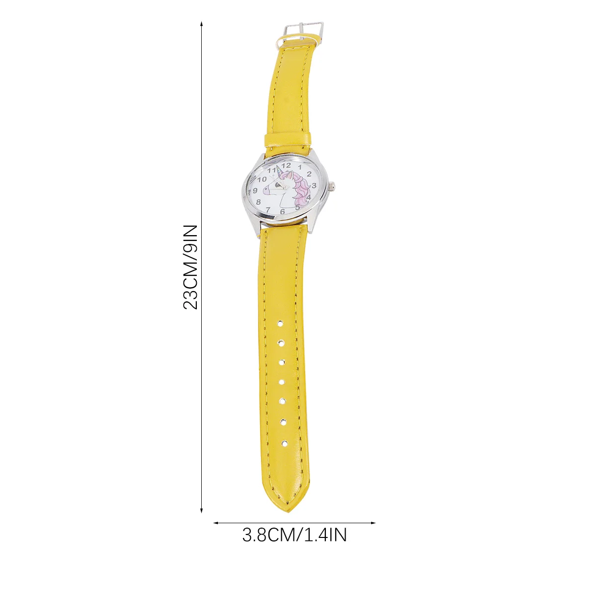 ساعة أطفال بنمط وحيد القرن بسوار أصفر كارتوني كوارتز ساعة يد بحزام قابل للتعديل هدية عيد ميلاد للأطفال