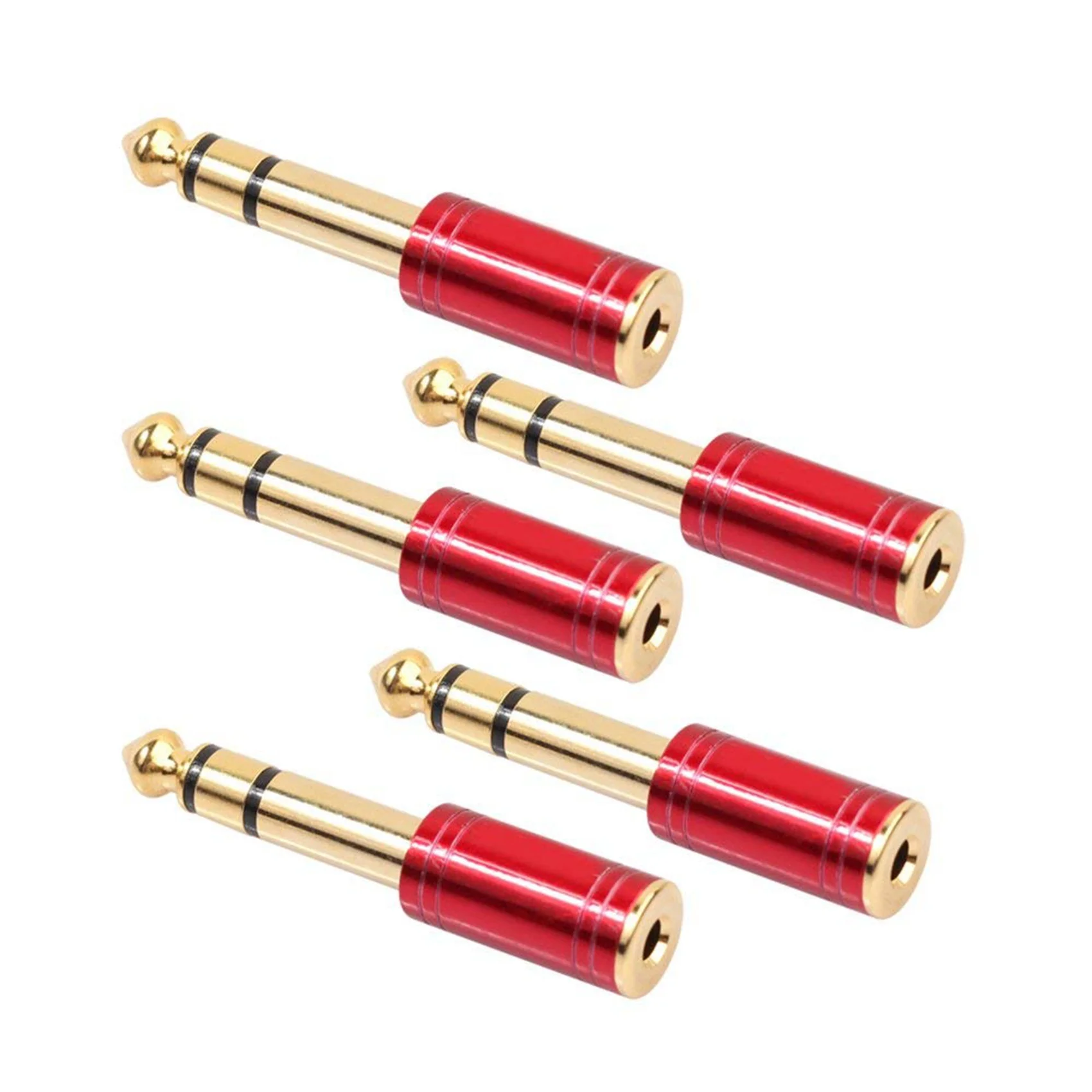 2025 Hot Style 2Pcs 6.5Mm 6.35Mm 1/4Inch Male To 3.5Mm 1/8Inch Female Jack Stereo Headphone AUX Cable Audio Adapter Plug(Red)