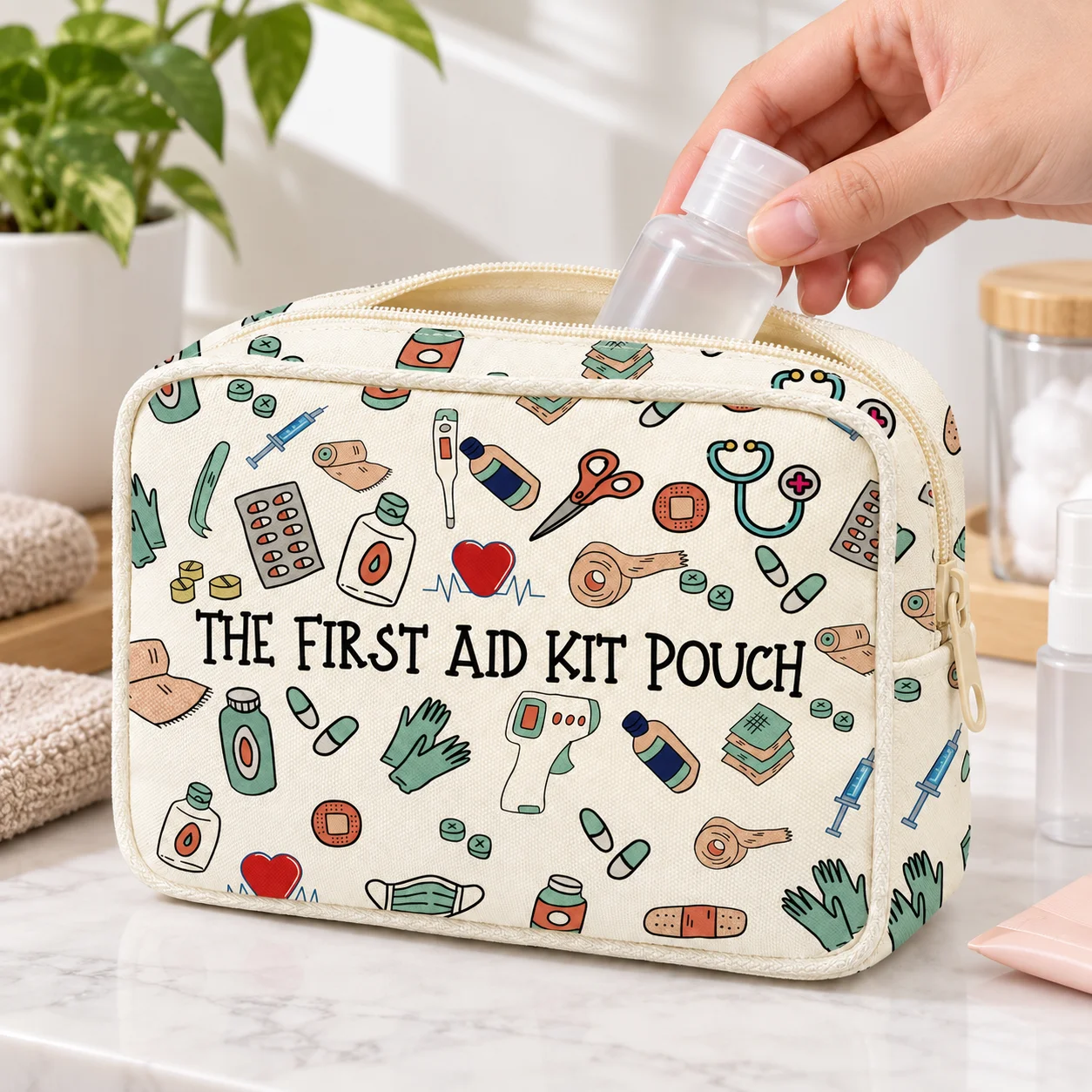 First Aid Kit Pouch Portable Canvas Medical Organizer Emergency Supplies Storage Bag Travel Home Care Medicine Zipper Case