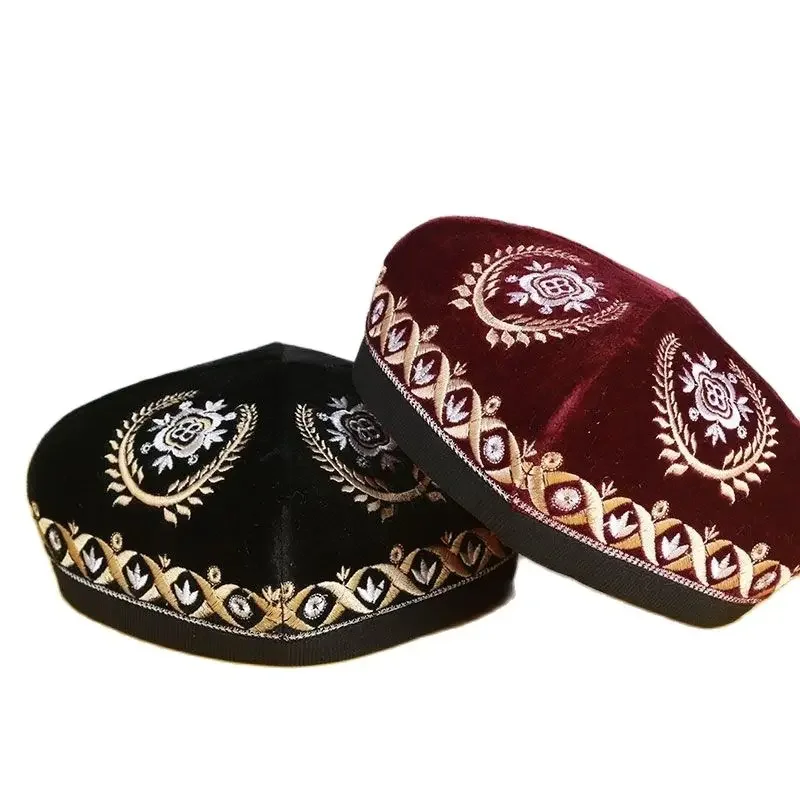 

Muslim Caps For Men Clothing Prayer Hat Hand Cotton Kufi Islamic Jewish Four-Cornered Party Dance Luxury
