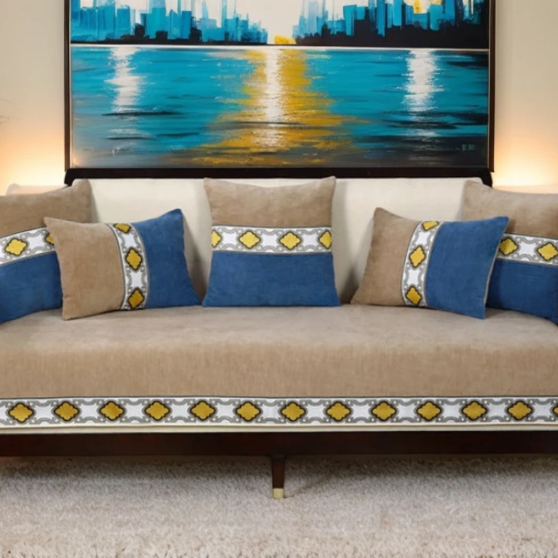 Gem Series New Chinese Style Chenille Sofa Cover Towel Thicken Non-slip Fashion High Grade Sectional Sofa Cover For Living Room