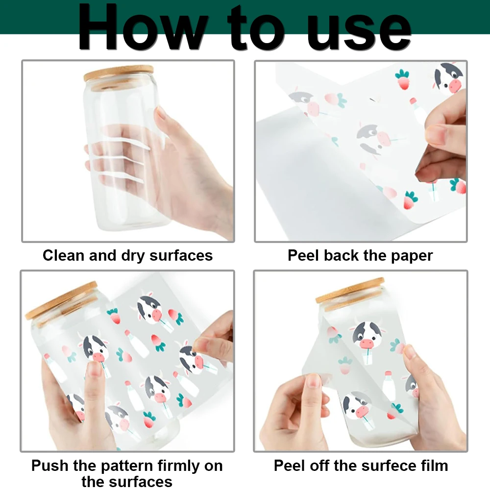 Случайный узор, 6 шт./компл. УФ-наклейки для чашек DTF - водонепроницаемые, легко наклеиваемые наклейки для чашек, водонепроницаемые наклейки для стеклянной посуды