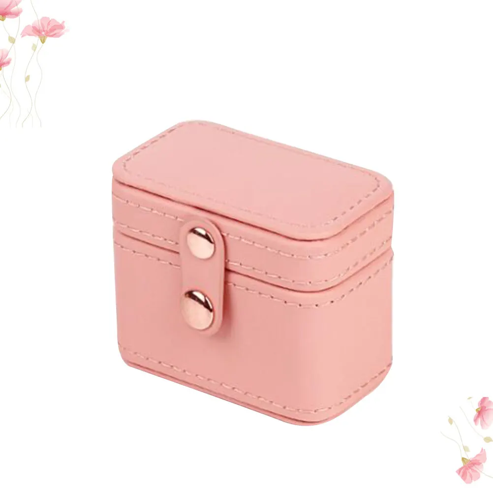 

Многофункциональный розовый органайзер для хранения сережек, маленький портативный дорожный футляр для украшений, кольца, браслеты, ожерелья, подарки