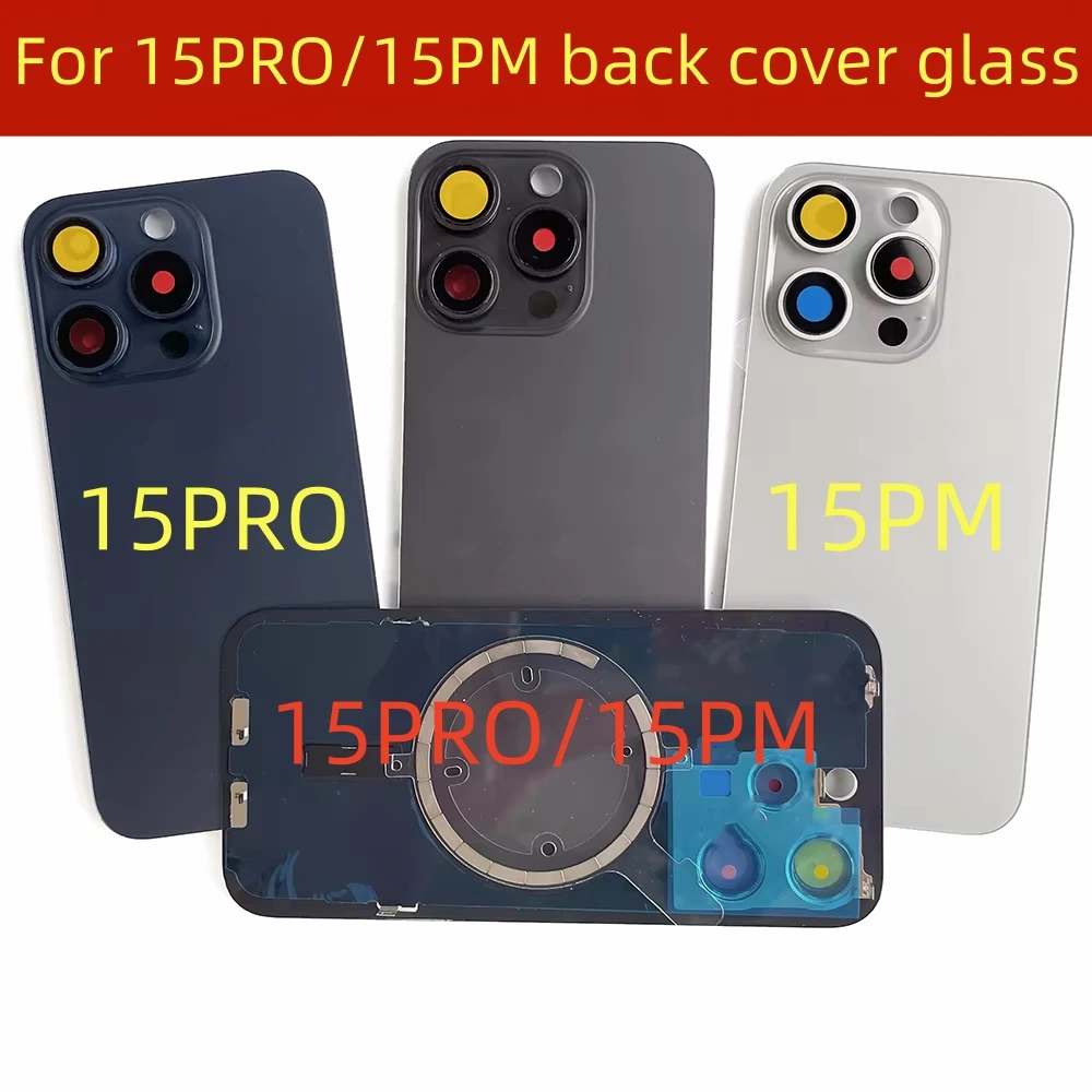 Back Glass Material For Iphone 15 Pro Max / 15 Pro Back Battery Cover +Middle Chassis Frame Housing Case Repair Parts