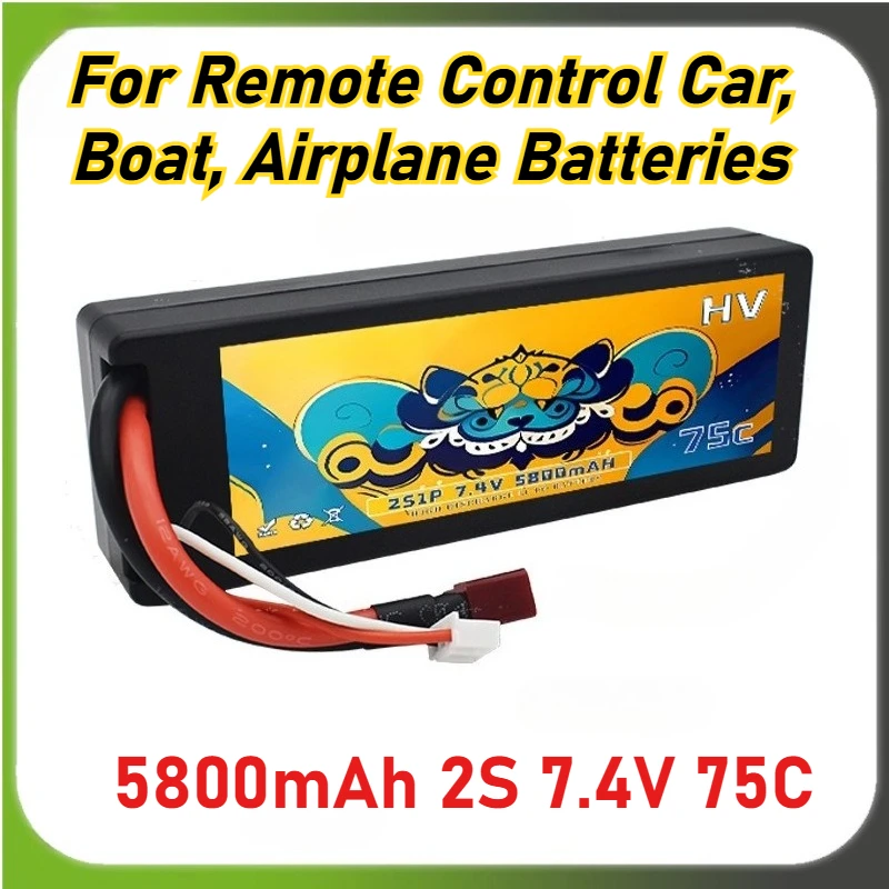 

5800mAh 2S 7.4V 75C RC Toys LiPo Battery for Remote Control Car, Boat, Airplane Batteries with T/XT60/XT90/EC5/TRX Plug