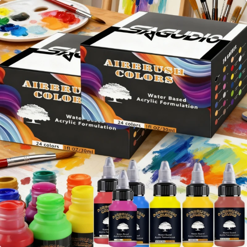 

24-color Spray Pen Acrylic Pigment Water-based DIY Model Coloring Set 30ml for Airbrush