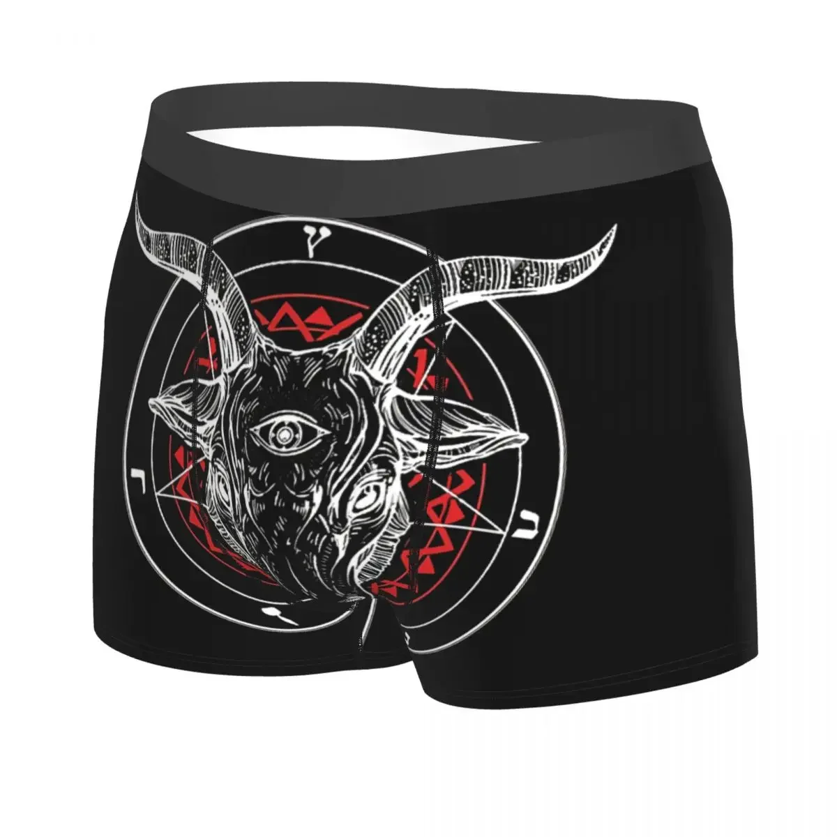 Goat Circle Satan Symbol Lucifer Devil Men Boxer Briefs Underwear Baphomet Highly Breathable Sexy Shorts Gift Idea