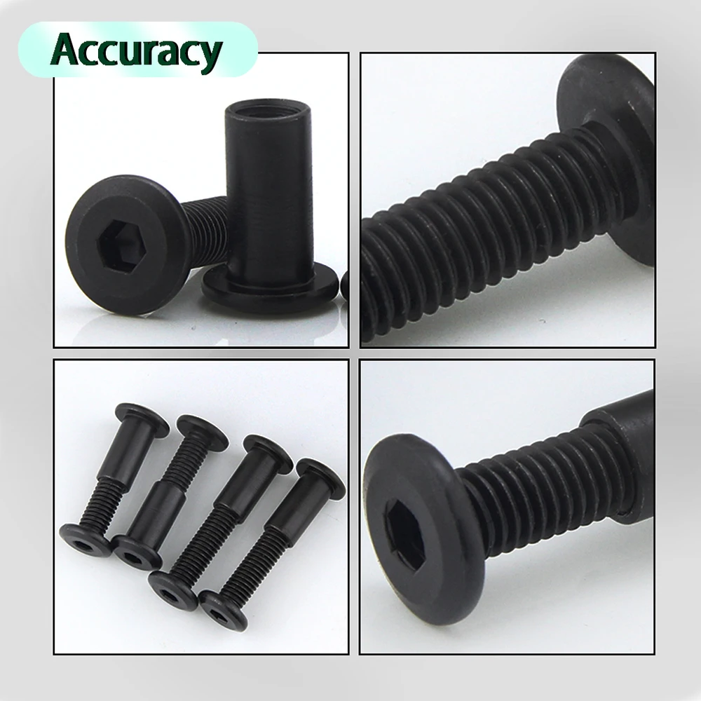 M8 Black Female Screw To Lock Screw Nut Butt Screw Splint Nut Male-Female Snap Rivets Butt Set Screws with Nut Titanium Fastener