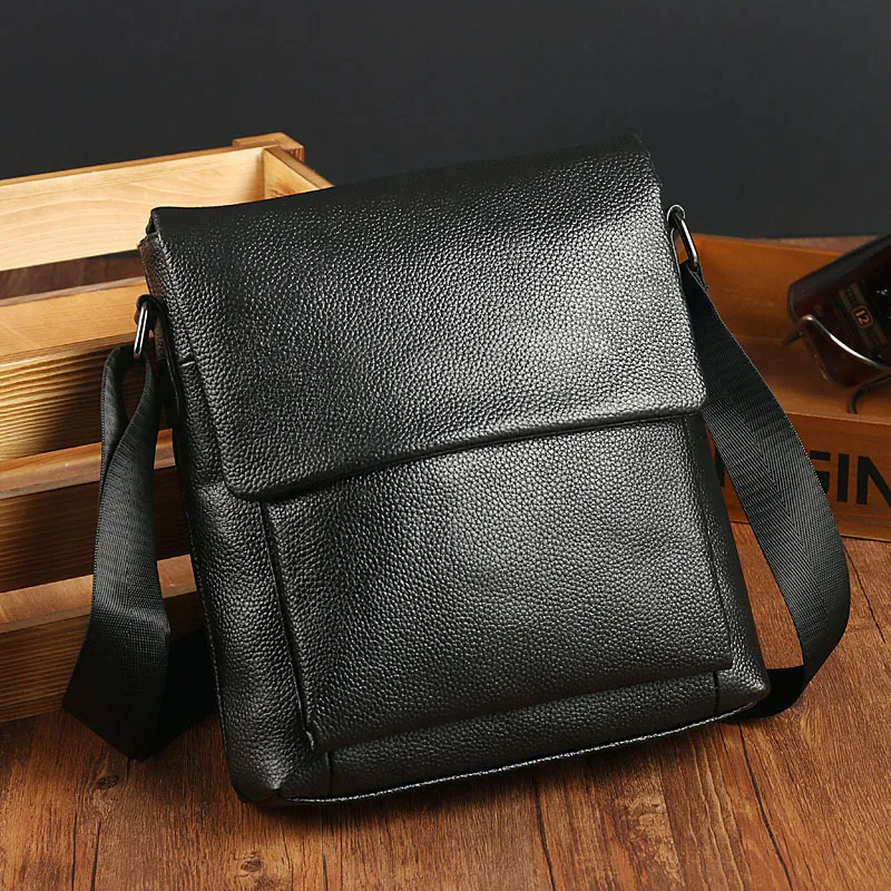 

Мужская повседневная и универсальная кожаная мужская сумка через плечо из натуральной яловой кожи на одно плечо, простая деловая сумка через плечо большой вместимости