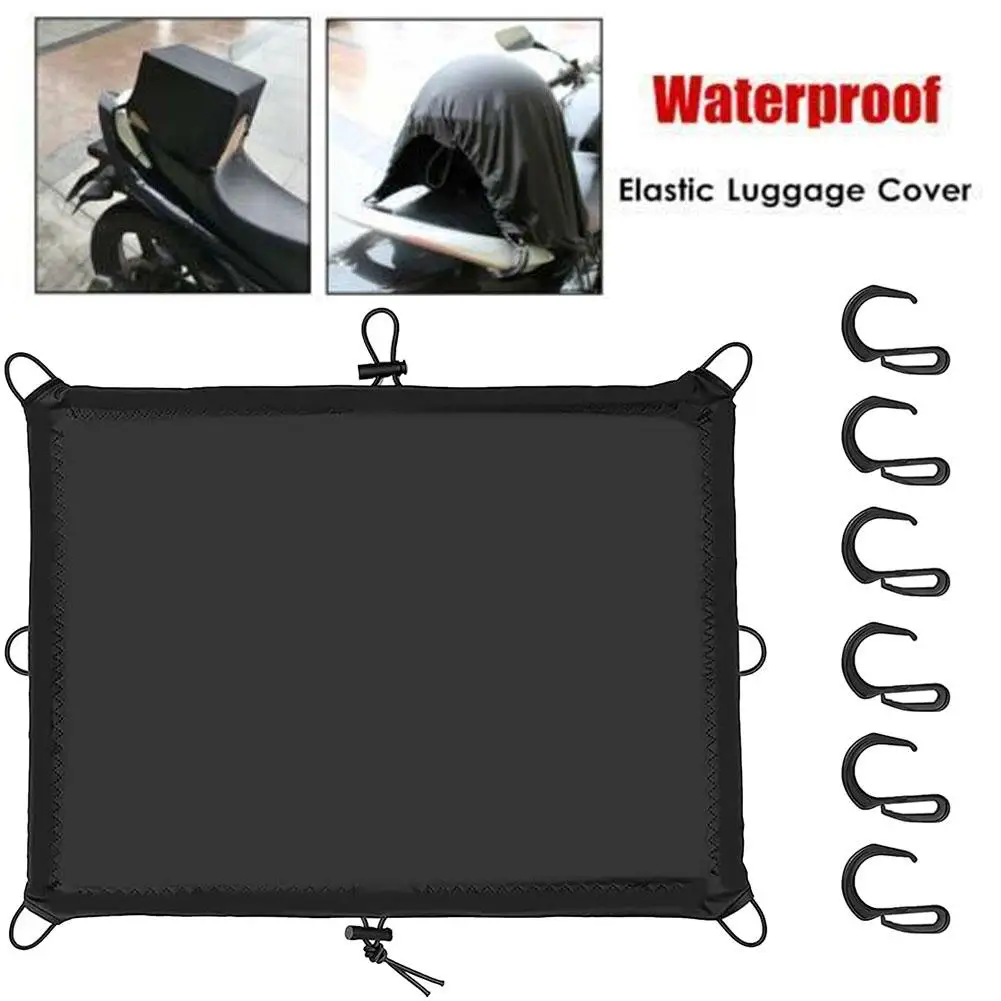 Motorcycle Bike Trunk Rear Rack Luggage Shelf Cloth Cover Cover Waterproof Luggage Net Helmet Elastic J1y7