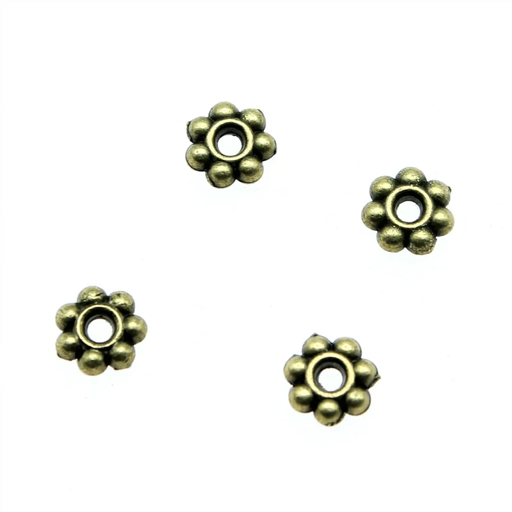 WYSIWYG 40pcs 5x5mm Vintage Spacer Beads For Jewelry Making Antique Bronze Color Small Spacer Bead Pendants Charm Spacer Bead