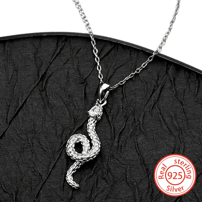 

925 Sterling Silver Snake Clavicle Choker Women Lady Crystal Romantic High Quality Wedding Party Chain Jewelry Anniversary Gift