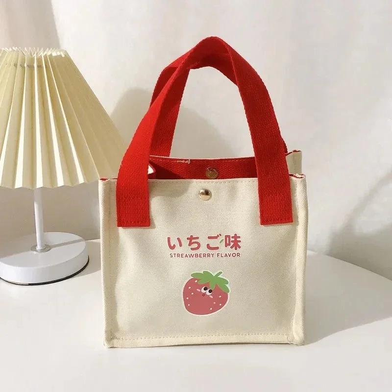 

Canvas Lunch Bag Cute Japanese Style Lunch Box Picnic Tote Small Handbag Cotton Cloth Reusable Food Storage Bags Shoulder Bag