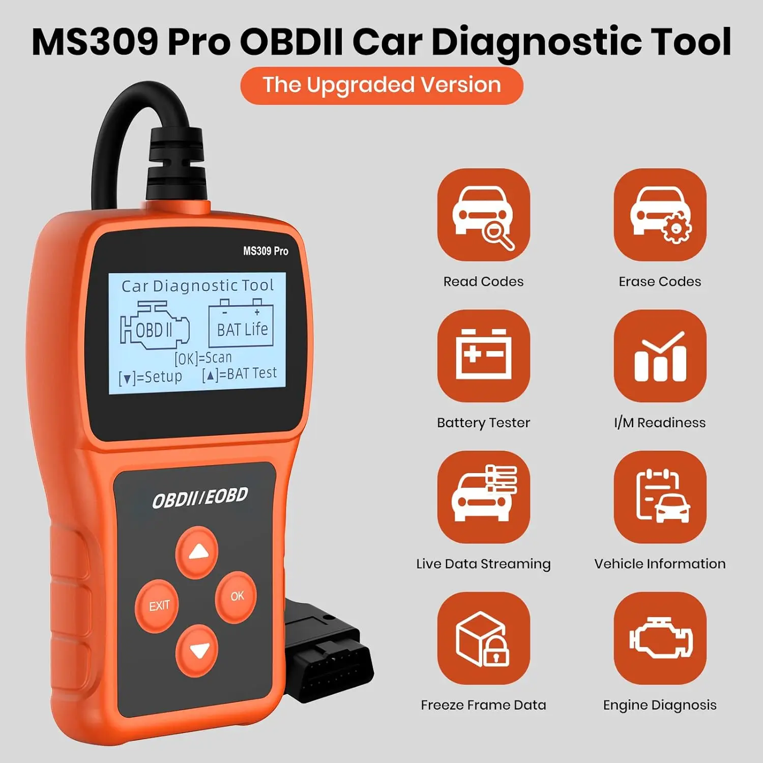 MS309 Pro OBD2 Scanner Diagnostic Tool Auto Check Engine Code Reader with Check Engine Code Reader OBDII Car Scanner Tools