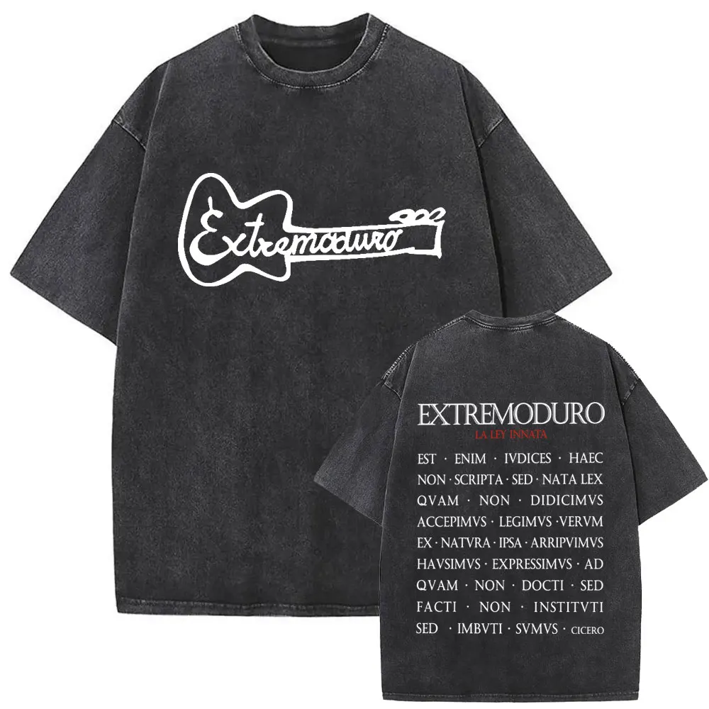 

Washed Vintage Rock Band EXTREMODURO Tour 2026 T-shirt Men Fashion Hip Hop Street T Shirts Unisex Summer Loose Oversized T Shirt