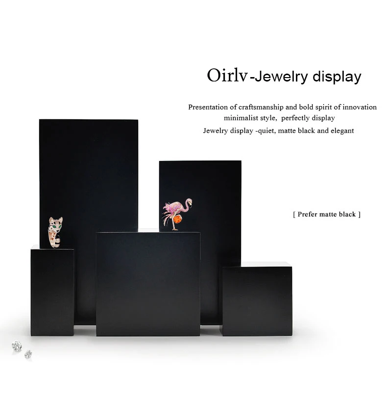 Oirlv Schwarzes Massivholz-Schmuckdisplay-Set, mehrstufige Ständer, Ring-, Ohrring- und Halskettenhalter, Vitrine für Ladentheken. – Detail 4