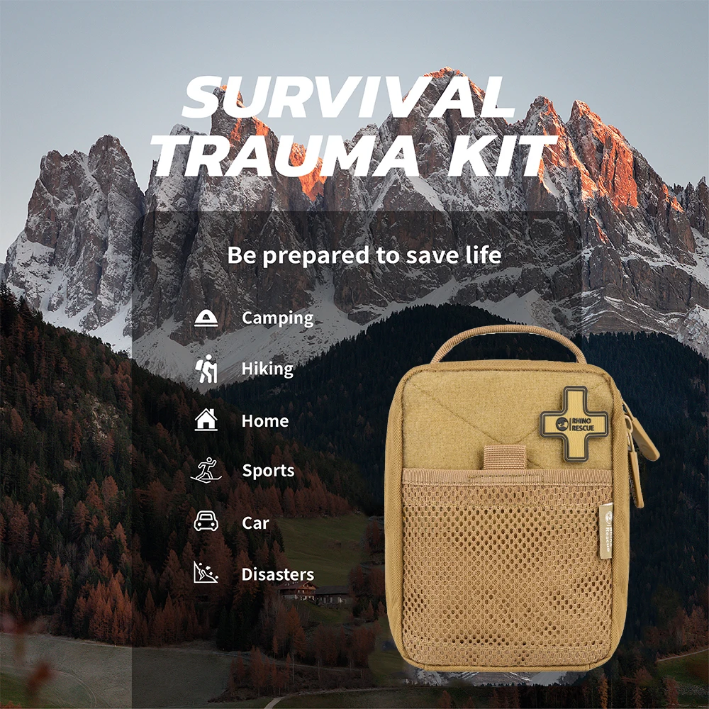 Rhino Rescue Outdoor Trauma Kit, Notfall-Ifak mit 21 Produkten für Camping, Reisen, Outdoor, Automobil,